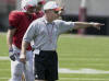 Nebraska coach Frank Solich gestures during scrimmage Saturday, Aug. 10, 2002, in Lincoln, Neb. The coaching staff got its first look at the progress made in fall camp with Saturday's closed scrimmage. (AP Photo/Nati Harnik)